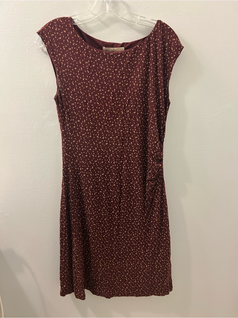 LOFT Sleeveless Burgundy Printed A-Line Dress